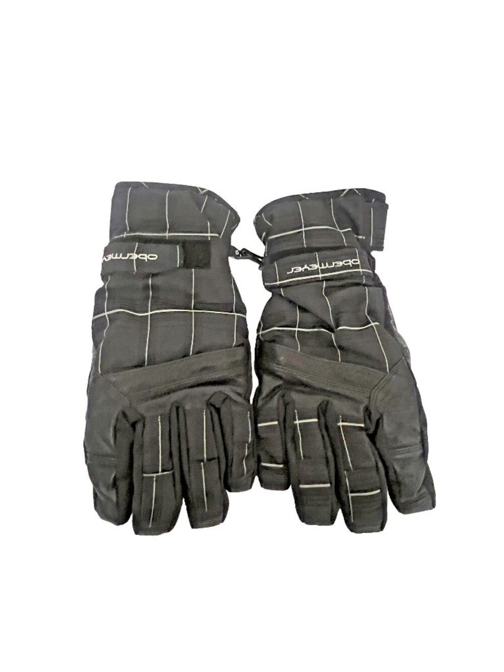 Obermeyer Mens Black White Grid Leather Palm Ski Snowboard Gloves Size L